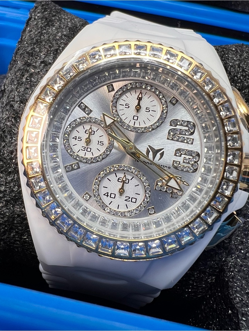 Technomarine White and Gold Crystal-Accent Women’s Chronograph Watch